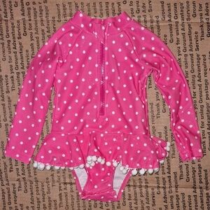 Real Love Baby Girls Quarter Zip Long Sleeve One Piece Rashguard Swimsuit